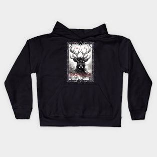 Stag Deer Wild Nature Illustration Line Epic Illustration Line Art Kids Hoodie